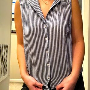 Blue and white striped tank